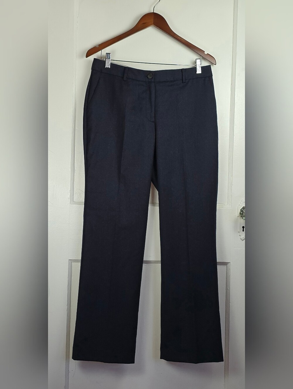 Talbots Navy Blue Windsor Curvy Italian Wool Flannel High Rise Trousers 8P